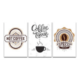 Kit Placas Quadros Decorativos 3 Pçs 20x30 Cantinho Do Café