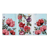 Kit Placas Quadros Decorativos 3 Pçs Mdf 20x30 Floridas