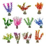 Kit Plantas Artificial Enfeite Para Aquário Coloridas 8-10cm