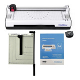 Kit Plastificadora 3x1 A4 + Guilhotina + 100 Plástico Kp10 220v