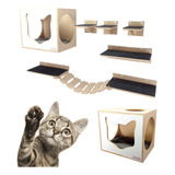 Kit Play Gatos 2 Nichos Almofada Prat Steps Carp Ponte 11pcs