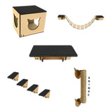 Kit Play Nicho Gato 7 Peças Toca Ponte Prateleira Degrau