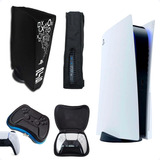 Kit Playstation 5 Capa Antipoeira+2 Cases Para Controles Ps5