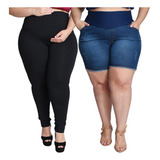 Kit Plus Size Calça Legging E Short Jeans 1460/1738
