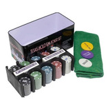 Kit Poker Lata Feltro 200 Fichas Baralhos Texas Holdem