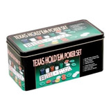 Kit Poker Profissional Em Lata 200 Fichas Texas Hold'em Set