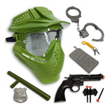 Kit Policia Infantil Brinquedo Mascara Airsoft Pistola Algem
