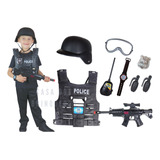 Kit Policial Completo Com Arma Capacete Colete E Acessrios