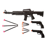 Kit Policial Infantil Metralhadora E 2 Pistola Lança Dardos