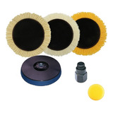 Kit Polimento Boinas De Lã + Suporte 5 Polegadas + Adaptador