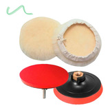 Kit Polimento Com Disco De Borracha Velcro + Boina De Lã 5 