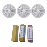 Kit Polimento Cutelaria 3 Massas 400gr 3 Rodas Algodão 15cm