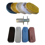 Kit Polimento Moto Roda 4 Pol Inox Esmeril M14 Tanque Massas