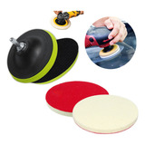 Kit Polimento Para Vidros Lã 125mm Velcro Com Suporte Base