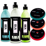 Kit Polimento V10 Corte V20 Refino V30 Lustro Boina 6 Vonixx