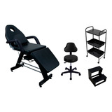 Kit Poltrona Fixa Reclinavel Mocho Carrinho Aux Escada Tatto
