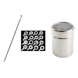 Kit Polvilhador De Café + 16 Moldes Stencil Barista + Agulha