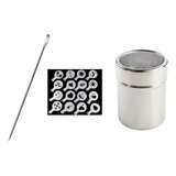 Kit Polvilhador De Café + 16 Moldes Stencil Barista +agulha