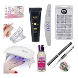 Kit Polygel Poligel Unha Molde F1 Pincel Duplo Lixa