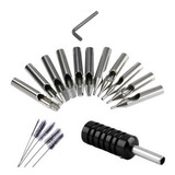 Kit Ponteiras E Grip ,biqueira, Aço + Escova Tatuagem*