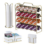 Kit Porta Cápsulas 3 Corações Guardanapo Sachê Copos Dourado