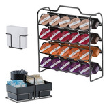 Kit Porta Cápsulas 3 Corações Guardanapos Saches Preto Onix