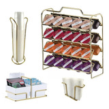 Kit Porta Cápsulas 3 Corações Sachê Guardanapo Copos Dourado
