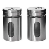 Kit Porta Condimentos Saleiro Paliteiro Wincy 2 Peças Inox Cor Cinza