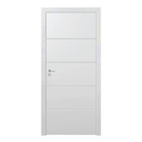 Kit Porta De Madeira 210x80cm Frisada Laqueada Esquerda