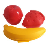 Kit Porta Metade Frutas Banana Morango E Maça - Plasútil