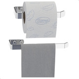 Kit Porta Papel Higiênico E Toalha De Rosto Cromado Plus