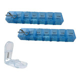 Kit Porta Remédio Semanal 14 Dias + Cortador Comprimidos