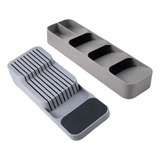 Kit Porta Talheres + Organizador Facas P/ Gaveta Divisórias
