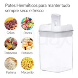Kit Pote Hermético 7 Peças Porta Mantimentos Empilháveis Cor Branco