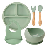 Kit Prato Bowl Talheres Babador Silicone