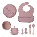 Kit Prato Infantil De Silicone C/ Copo Talher Babador Tigela