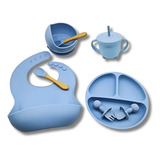Kit Prato Infantil De Silicone C/ Copo Talher Babador Tigela