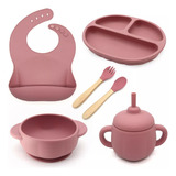 Kit Prato Infantil De Silicone C/ Copo Talher Babador Tigela