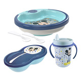 Kit Prato Térmico Infantil Pote De Papinha Copo Bebê Mickey