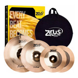 Kit Pratos Bateria Zeus Evolution Pro Set C Liga B-10 C/ Bag