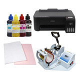 Kit Prensa De Caneca Bivolt Impressora Papel Tintas