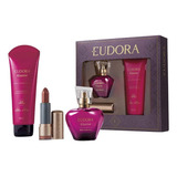 Kit Presente Eudora Kissme Colônia + Corporal + Batom