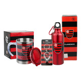 Kit Presente Flamengo Caneca Inox Garrafa Chaveiro Cortador