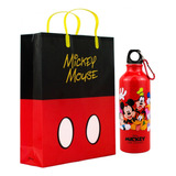 Kit Presente Garrafa Inox 500 Ml Sacola Mickey Mouse Escolar
