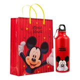 Kit Presente Garrafa Inox 500ml Sacola Mickey Mouse Academia