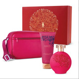 Kit Presente Perfume Floratta Flores Secretas Loção Hidratante Corporal E Bolsa Rosa Promoção Oboticário (3 Itens)