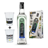 Kit Presente Tequilero Silver Garrafa 750ml + 2 Copo Shot