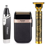 Kit Profissional Barber Shop Kemei Shaver