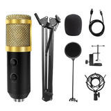 Kit Profissional Microfone Condensador Podcast Estúdio Live