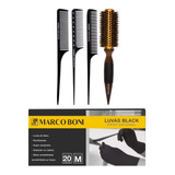 Kit Profissional Pentes Escova Metalica Luvas M Marco Boni Cor Preto